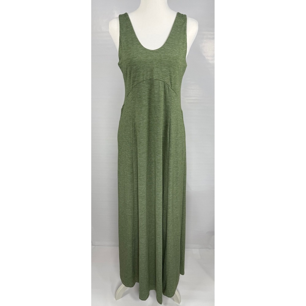 Halara U Neck Flowy Maxi Dress Women S Sage Green Sleeveless Slit Sides Earthy